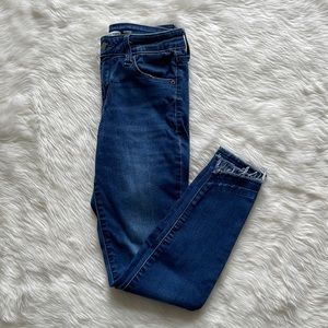 Old Navy Rockstar Super Skinny Dark Wash Raw Hem Low Rise Jeans Size 0